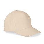 Gorra de algodón cepillado 5 paneles con hebilla metálica 260 g/m2 color beige primera vista
