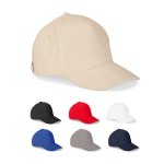 Gorra de algodón cepillado 5 paneles con hebilla metálica 260 g/m2 varios colores