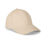 Gorra ajustable de algodón cepillado de 6 paneles 260 g/m2 color beige primera vista