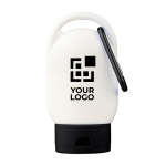 Loción solar con mosquetón y tapón a color SPF30 30ml color negro vista de impresión