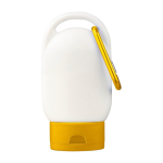 Loción solar con mosquetón y tapón a color SPF30 30ml color amarillo primera vista