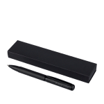 Bolígrafo giratorio de latón con clip metálico tinta azul color negro vista de impresión