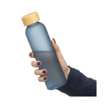 Botella de vidrio glaseado en colores con tapa rosca bambú 500ml quinta vista