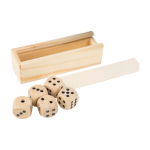 Juego de dados de madera de haya en caja con tapa deslizante cuarta vista