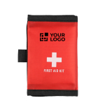 Botiquín con cierre velcro y asa de transporte RPET 600D color rojo vista de impresión