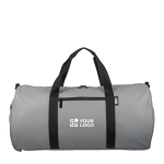 Bolsa deportiva de REPT resistente al agua con doble asa color gris vista de impresión