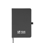 Libreta de poliéster RPET de tapa semi rígida A5 hojas a rayas color gris oscuro vista de impresión