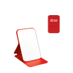 Espejo plegable de bolsillo con tapa de piel sintética 70x11cm color rojo vista de impresión