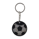 Llavero con diseño de balón de acero inoxidable y caucho color negro primera vista