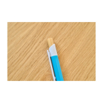 Bolígrafo de plástico con pulsador de bambú y clip blanco tinta azul novena vista