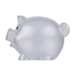 Hucha con forma de cerdito de plástico reciclado para personalizar color transparente primera vista