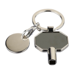 Llavero de zinc reciclado con purgador de radiadores y moneda cuarta vista