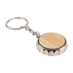 Llavero de bambú y aleación de zinc con abrebotellas integrado cuarta vista