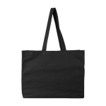 Bolsa de algodón OEKO-TEX con fuelle y asas largas 180g/m² color negro primera vista