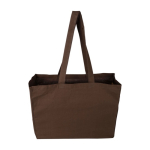 Bolsa de algodón OEKO-TEX con fuelle y asas largas 180g/m² cuarta vista