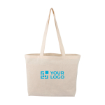 Bolsa de algodón con certificación OEKO-TEX y asas largas 140g color natural vista de impresión