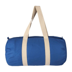 Bolsa deportiva de algodón OEKO-TEX con cremallera y asas largas color azul primera vista