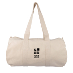 Bolsa deportiva de algodón color natural OEKO-TEX y asas largas color natural vista de impresión