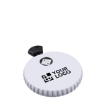 Dados mecánicos con abrebotellas y pulsador en plástico color blanco/negro vista de impresión