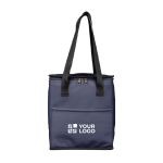 Bolsa nevera cuero sintético con asas largas y bolsillo delantero 9L color azul marino vista de impresión