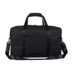 Bolsa deportiva y viaje de cuero sintético reciclado con doble asas color negro primera vista