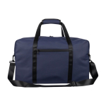 Bolsa deportiva y viaje de cuero sintético reciclado con doble asas color azul marino primera vista