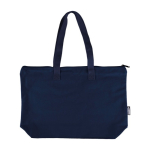 Bolsa de polialgodón reciclado con cremallera y asas largas 330g/m² color azul ultramarino primera vista