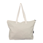 Bolsa de polialgodón reciclado con cremallera y asas largas 330g/m² cuarta vista