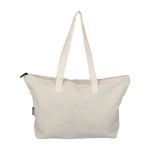 Bolsa de polialgodón reciclado con cremallera y asas largas 330g/m² sexta vista