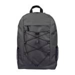 Mochila deportiva con bandas elásticas y mallas laterales color gris oscuro primera vista