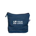 Neceser de vaquero reciclado con un único compartimiento color azul vaquero vista de impresión