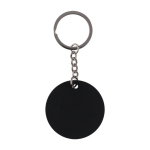 Llavero redondo de acero inoxidable reciclado y caucho color negro primera vista