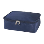 Bolsa organizadora de maquillaje de poliéster reciclado con cremallera color azul marino