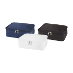 Bolsa organizadora de maquillaje de poliéster reciclado con cremallera color azul marino segunda vista varios colores