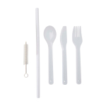 Juego de cubiertos reutilizables con caja y tapa de bambú color negro tercera vista