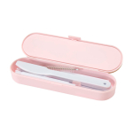 Juego de cubiertos reutilizables con caja y tapa de bambú color rosa claro segunda vista