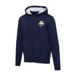Sudadera algodón reciclado y poliéster unisex con forro sherpa Elevate color azul marino vista impresión serigrafía