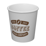 Vaso reutilizable ideal para espresso Americano® Piccolo 100ml color blanco vista con logo
