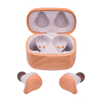 Auriculares inalámbricos con tecnología ENC Prixton TWS163 color madera tercera vista frontal