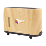 Humidificador silencioso con aromaterapia y luz llama Prixton Essence color madera vista impresión tampografía