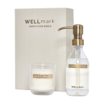 Set de dispensador y vela perfumada de vidrio WELLmark 250ml color blanco
