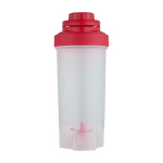 Botella deportiva de plástico PP con bola mezcladora y marcas 700ml color rojo segunda vista frontal