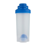 Botella deportiva de plástico PP con bola mezcladora y marcas 700ml color azul real segunda vista frontal