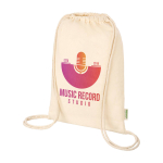 Bolsa con cordón de algodón orgánico de color natural 5L 100g/m2 color natural