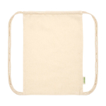 Bolsa con cordón de algodón orgánico de color natural 5L 100g/m2 color natural tercera vista frontal