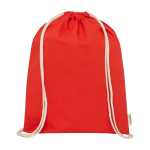 Bolsa de algodón orgánico con cordones naturales 5L 140 g/m2 color rojo segunda vista frontal