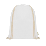 Bolsa de algodón orgánico con cordones naturales 5L 140 g/m2 color blanco segunda vista frontal