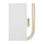 Bolsa de algodón orgánico con cordones naturales 5L 140 g/m2 color blanco vista detalle 1