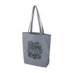 Bolsa tote de algodón orgánico con base ancha 10L 270g/m2 color gris vista impresión serigrafía