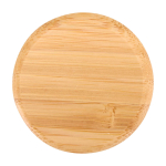 Botella de vidrio borosilicato de pared simple con tapa de bambú 650ml color transparente tercera vista frontal